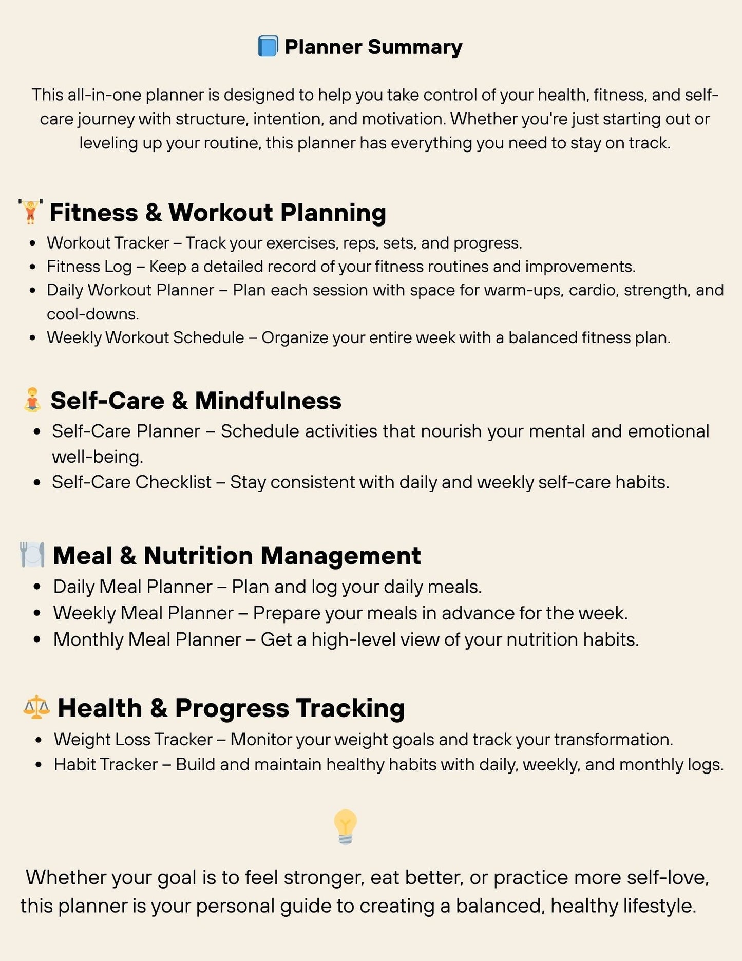 The Dream Planner – Fitness, Meal & Self-Care Digital Planner