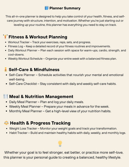 The Dream Planner – Fitness, Meal & Self-Care Digital Planner